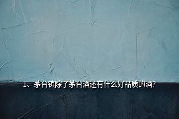 1、茅臺鎮(zhèn)除了茅臺酒還有什么好品質(zhì)的酒？
