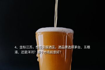 4、坐標江蘇，想投資煙酒店，酒品牌選擇茅臺、五糧液、還是洋河？哪個市場前景好？