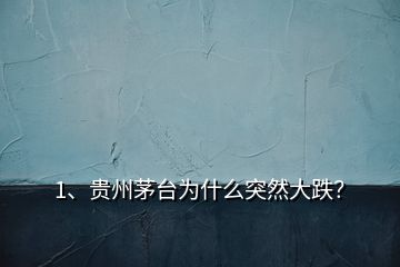 1、貴州茅臺為什么突然大跌？