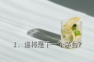 1、誰將是下一個茅臺？