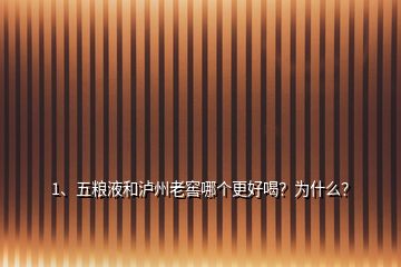 1、五糧液和瀘州老窖哪個(gè)更好喝？為什么？
