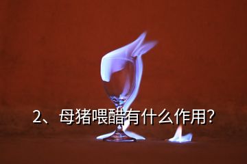 2、母豬喂醋有什么作用？