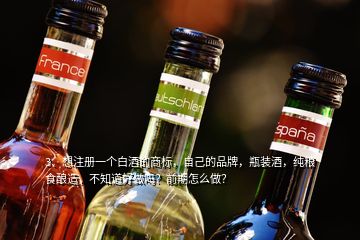 3、想注冊(cè)一個(gè)白酒的商標(biāo)，自己的品牌，瓶裝酒，純糧食釀造，不知道好做嗎？前期怎么做？