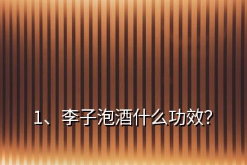 1、李子泡酒什么功效？