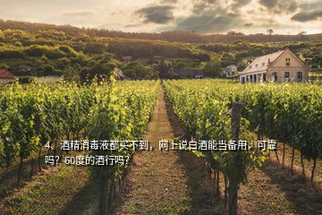 4、酒精消毒液都買不到，網(wǎng)上說白酒能當(dāng)備用，可靠嗎？60度的酒行嗎？