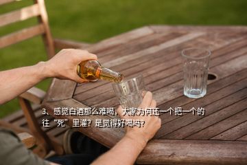 3、感覺白酒那么難喝，大家為何還一個(gè)把一個(gè)的往“死”里灌？是覺得好喝嗎？