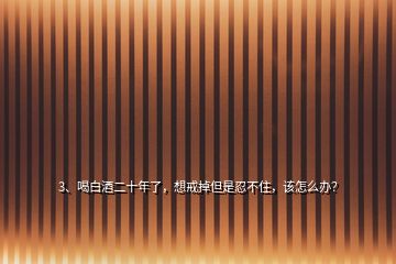 3、喝白酒二十年了，想戒掉但是忍不住，該怎么辦？