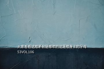 大家看看這瓶茅臺是哪年的這是瓶身上的字母 53VOL106