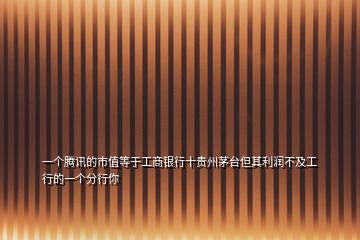 一個騰訊的市值等于工商銀行十貴州茅臺但其利潤不及工行的一個分行你