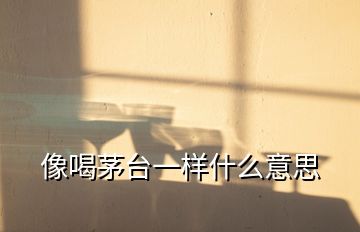 像喝茅臺(tái)一樣什么意思