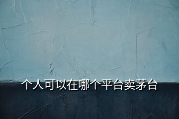 個(gè)人可以在哪個(gè)平臺(tái)賣(mài)茅臺(tái)