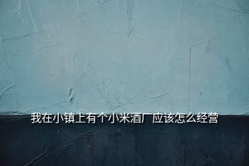 我在小鎮(zhèn)上有個(gè)小米酒廠應(yīng)該怎么經(jīng)營