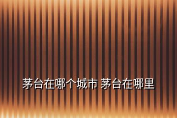 茅臺在哪個(gè)城市 茅臺在哪里