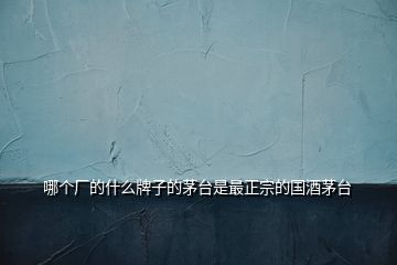 哪個廠的什么牌子的茅臺是最正宗的國酒茅臺