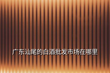 廣東汕尾的白酒批發(fā)市場在哪里