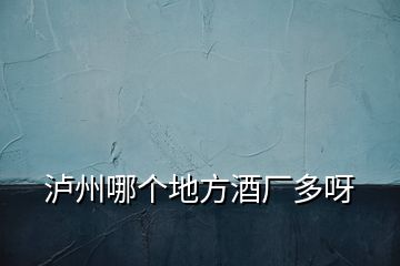 瀘州哪個(gè)地方酒廠(chǎng)多呀