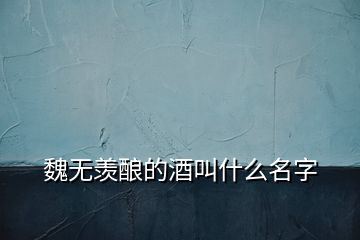 魏無(wú)羨釀的酒叫什么名字