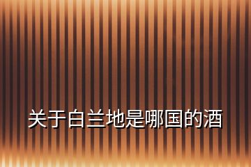 關于白蘭地是哪國的酒