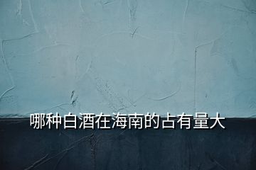 哪種白酒在海南的占有量大