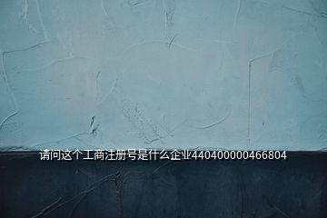 請問這個工商注冊號是什么企業(yè)440400000466804