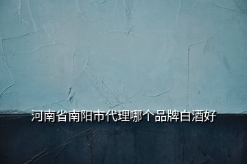河南省南陽(yáng)市代理哪個(gè)品牌白酒好