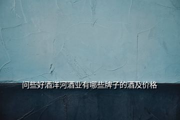 問(wèn)些好酒洋河酒業(yè)有哪些牌子的酒及價(jià)格