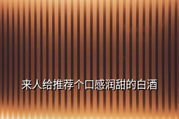 來(lái)人給推薦個(gè)口感潤(rùn)甜的白酒