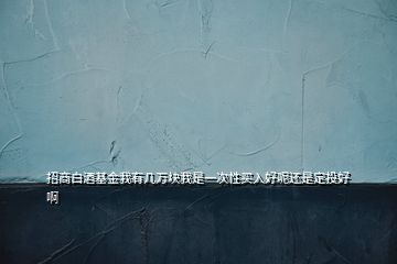 招商白酒基金我有幾萬(wàn)塊我是一次性買入好呢還是定投好啊