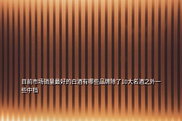 目前市場(chǎng)銷量最好的白酒有哪些品牌除了10大名酒之外一些中檔
