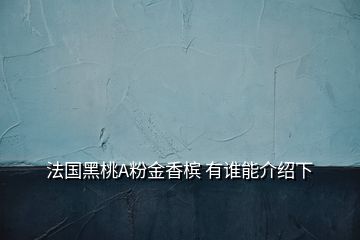 法國(guó)黑桃A粉金香檳 有誰(shuí)能介紹下