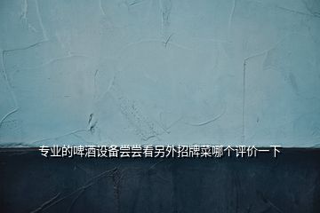 專業(yè)的啤酒設(shè)備嘗嘗看另外招牌菜哪個(gè)評(píng)價(jià)一下