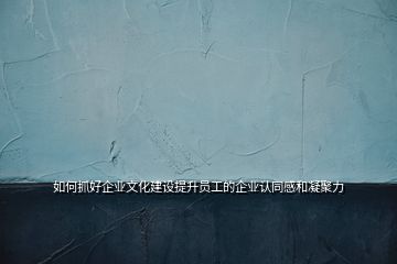 如何抓好企業(yè)文化建設提升員工的企業(yè)認同感和凝聚力