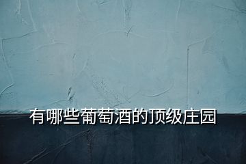 有哪些葡萄酒的頂級(jí)莊園