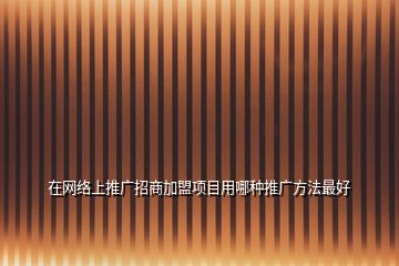 在網(wǎng)絡(luò)上推廣招商加盟項(xiàng)目用哪種推廣方法最好