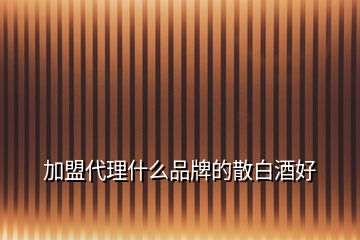 加盟代理什么品牌的散白酒好