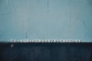 歷史上漲幅最大的股票是誰漲了多少倍最高股價是多少