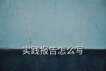 實踐報告怎么寫