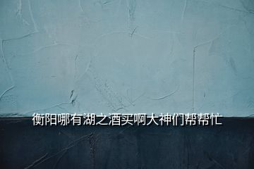 衡陽(yáng)哪有湖之酒買啊大神們幫幫忙