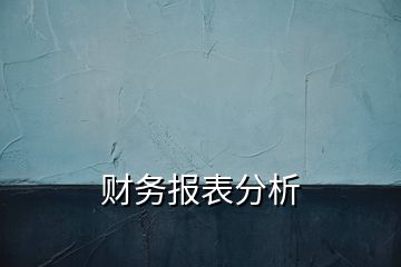 財(cái)務(wù)報(bào)表分析